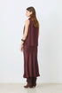 Suncoo satin plum midi skirt jupe flavie